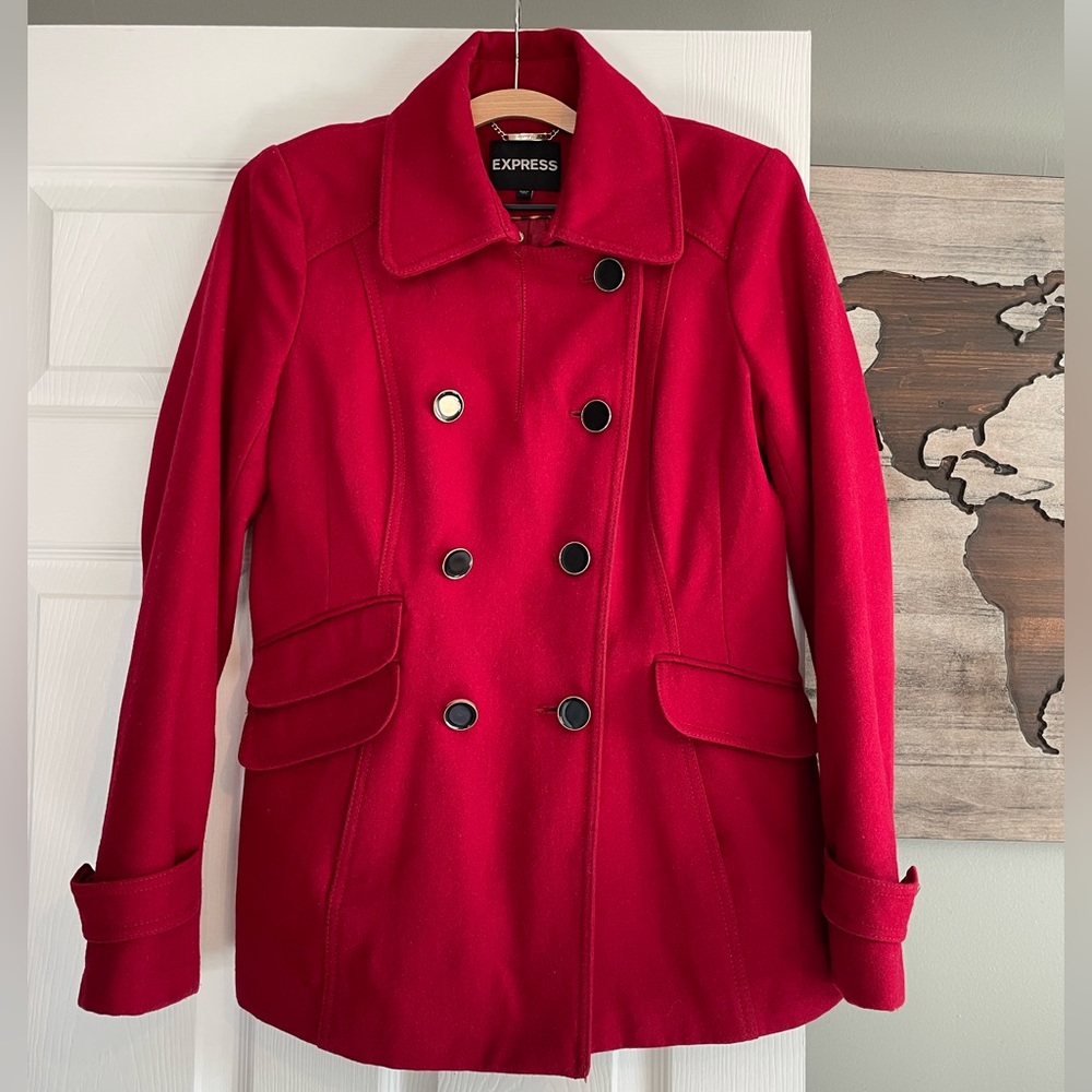 Express Pea Coat, Red (Size Medium)